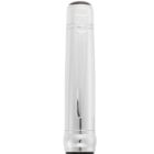 A silver pen cap with a glossy finish, featuring a clip and subtle engraved details near the top and bottom. The cap has a sleek, cylindrical shape and a small emblem is visible near the top.