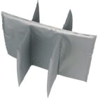 A set of gray, padded, rectangular panels connected to form a zigzag shape, possibly used as acoustic panels or dividers. The material appears soft, and the edges are neatly stitched.