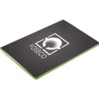 Black notebook with a green trim, featuring a white logo of a stylized tree and the text FOSECO on the cover.
