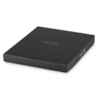A sleek black square gift box with the word Scriptura embossed on the lid. The box is slightly elevated at one side, highlighting its elegant and minimalist design.