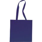 A plain dark blue tote bag with long handles, placed against a white background. The bag appears simple and unadorned, suitable for carrying groceries or personal items.