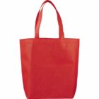 A plain red tote bag with two handles, displayed against a white background. The bag is simple in design, with a clean and smooth texture.