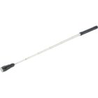 A silver telescopic inspection mirror with a black handle and a round mirror at the end, designed for viewing hard-to-see areas by extending and angling the mirror.