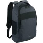 Dark gray backpack with black accents, featuring a large zippered main compartment, a front pocket, and side pockets. It has padded shoulder straps and a top handle. The word Zoom is printed near the bottom.