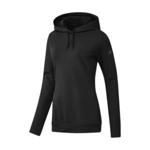 Adidas Lightweight Female Hoodie in black with a hood on a white background.