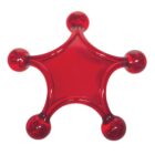Red, star-shaped massage tool with five rounded points. Made of transparent material, resembling acrylic or plastic. The design is smooth and glossy.