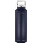 A sleek dark blue stainless steel water bottle with a silver cap and handle. The words Arctic Zone are printed in white near the base.