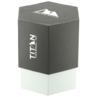 A hexagonal box with a black top and gray bottom. The top features a mountain logo and the words Arctic Zone. The side reads Titan Thermal HP in white text.