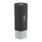 Hexagonal, black and gray Titan packaging box standing upright against a white background. The top section is black with Titan text visible, while the bottom is gray, forming a contrasting two-tone design.
