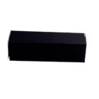 A long, rectangular black cardboard box on a white background.