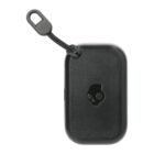 Black rectangular carrying case with rounded edges and a zipper pull. The case features a skull logo in the center. A short cord with a looped handle is attached at the top left corner.