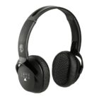 Black over-ear headphones with cushioned ear pads and an adjustable headband. The left ear cup features a skull logo and the words Lone Peak. The design is sleek and modern.