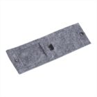 A rectangular gray felt pouch laid flat with one compartment and a snap button closure. The felt has a textured appearance.