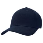 Plain black baseball cap with a curved brim, viewed from the front left side.