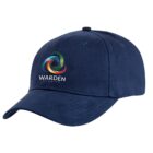Navy blue cap with colorful Warden Studios logo and white text on the front.