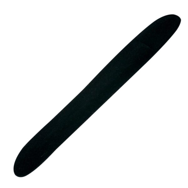 Black nail file with a smooth, rounded tip on a white background.