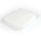 Plain white closed cardboard box on a white background.