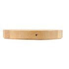 Round bamboo object viewed from the side against a white background.