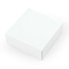 Plain white square cardboard box on a white background.