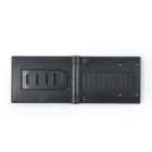 Black folding TV wall mount bracket against a white background.