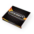 Box with Dynamite Technologies logo, black honeycomb pattern, yellow and red accents.