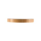 Round bamboo lid viewed from the side against a white background.