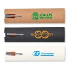 Three branded pen cases with pens partially visible.