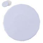 White round dental bib holder mat with snap buttons, small round case with buttons in corner.