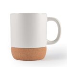 White mug with a cork bottom on a white background.
