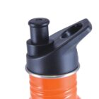 Orange bottle with a black sports cap featuring a push-pull spout.