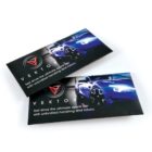 Two Vektor car brochures featuring a blue sports car image.