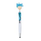 Novelty pen with a smiling face and blue fuzzy hair on top.