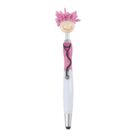 Fun pen with a smiley face topper, pink hair, and stethoscope design on a white and pink body.