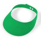 Green sun visor with an adjustable strap on a white background.