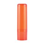 Orange lip balm tube on a white background.