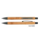 Two bamboo pens with gunmetal accents, one shown with clip, the other without.