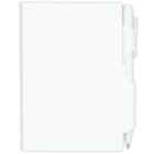 White notebook with an attached white pen on the right side.