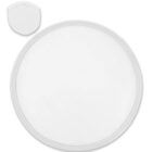 A large round white reflector with a small folded version at the top left corner.