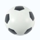 A classic black and white soccer ball on a plain background.