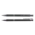 Two gray pens with silver accents, one with the tip extended and the other retracted, on a white background.