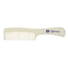 White comb with logo and text Womens Wellness Centre on the handle.