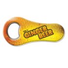 Bottle opener with Cols Ginger Beer in bold orange font on a textured yellow background.