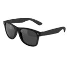 Sleek black sunglasses with dark lenses and a simple, classic design.