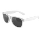 White sunglasses with dark lenses, featuring a classic wayfarer-style design.