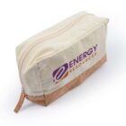 Cream-colored pouch with a cork base and Energy Resources logo featuring a purple and orange design.