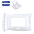 Pack of antibacterial wipes with a plastic sealable lid, shown unopened and open.