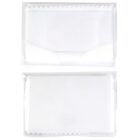 Two transparent plastic envelopes are shown, one above the other. Each has a clear flap closure and contains a white microfiber cloth inside. The envelopes are laid on a plain white background.