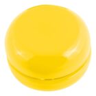 A shiny, smooth, yellow yo-yo with a simple, classic design, shown from a top-down perspective.