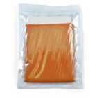 A sealed transparent plastic bag contains an orange fabric with a small dotted pattern. The fabric is neatly folded inside the packaging.