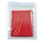 A red mesh fabric folded and sealed inside a clear plastic packaging.